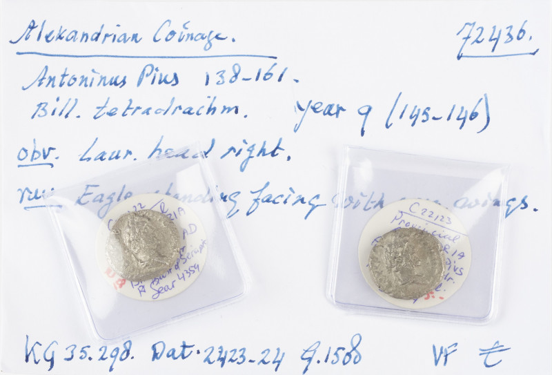 A small lot with 3 Bi. Tetradrachms of Antoninus Pius, struck in Alexandria: Nil...