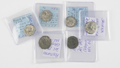 Lot 6 coins: Antoniniani Salonina RIC 29; 2 x Postumus RIC 75, 80; Denarii Sept. Severus RIC 101; Julia Domna RIC 373a; Geta RIC 18 – VF-VF+