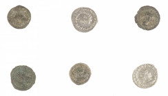 Lot 6 Roman coins: Antoniniani; Philippus I Arabs (RIC 28c); Gallienus (RIC 18); Salonina (cf RIC 92); Claudius II Gothicus (RIC 219); Probus (RIC 925...