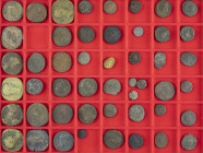 A Lindner tray with apr. 43 ancient coins including some Roman Asses, Sestertii, Folles, Antoniniani, 2 Roman Alexandrian Tetradrachms etc., nice star...