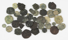 An interesting lot with c. 37 Byzantine bronzes, mainly smaller denominations, F-a.VF, nice for study, please view