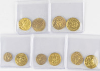 A large lot replica's of ancient gold coins, struck in gold, in total 10 pieces, for study and learning purposes, several grades, in total c. 48 gram ...