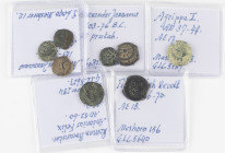 A small collection of Judean Prutah's: 5 x Alexander Jannaeus (3 x Meshorer 12 and 2 x Meshorer 8), Antonius Felix (M. 234), Agrippa I (M. 88) and Fir...