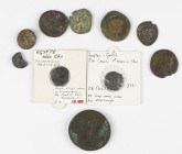 A small lot ancient cois including a Roman Sestertius, As and Follis (Gordianus, Traianus and Diocletianus), an Antoninianus of Herennius Etruscus, an...