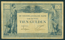 Netherlands - 10 Gulden 1921 Arbeid en Welvaart II (Mev. 38-1b / AV 27.1b.1.2) - serie BR - 6 october 1921 - a.VF