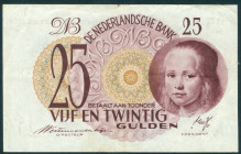 Netherlands - 25 Gulden 1945 Meisje in blauw (Mev. 80-1a / AV 52.1a) - met klassieke serienummers - ZF+