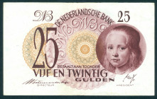 Netherlands - 25 Gulden 1945 Meisje in blauw (Mev. 80-1a / AV 52.1a) - met klassieke serienummers - ZF/PR