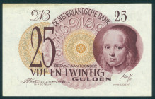 Netherlands - 25 Gulden 1945 Meisje in blauw (Mev. 80-1a / AV 52.1a) - met klassieke serienummers - lichte verkleuring bovenrand / slight discolouring...