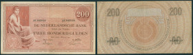 Netherlands - 200 Gulden 3.1.1925 Grietje Seel (Mev. 133-2 /AV 92.1b.2 / PL109.b2 / Pick 40) - serie AC - met serieletters in de onderdruk van de meda...