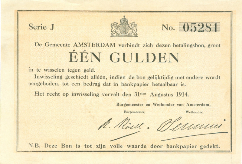 Netherlands - Noodgeld - Amsterdam - Gemeentelijk noodgeld WO I - 1 Gulden en 2½...