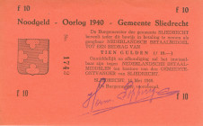 Netherlands - Noodgeld - Sliedrecht - Gemeentelijk noodgeld WO II - 10 Gulden 14 mei 1940 serienr. 1742 (T/J 122.03a / PL875.3.b) met op VZ tekst + ge...