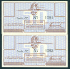 Netherlands - Concentratiekampgeld - Westerbork - 50 Cent 1944 Westerbork serie CC No. 1393 en 1394 (T/J 403.03 / PL1230.3a1) - zonder watermerk - a.U...