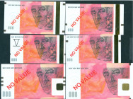Netherlands - Testbiljetten en drukproeven - Test Note serie 2001-2002 "BDF" Maurice Ravel. €5(2)-10-20-50-100. Printed NO VALUE on front and back. Be...