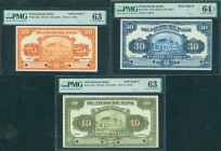 Dutch Indies - 20 Gulden, 30 Gulden en 40 Gulden 1921 Javaanse Bank SPECIMEN diagonal in red + 4 perforation holes + Batavia, dates 13, 18 + 21 januar...