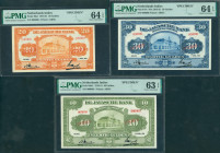 Dutch Indies - 20 Gulden, 30 Gulden en 40 Gulden 1920 Javaanse Bank SPECIMEN diagonal in red + 2 perforation holes + Batavia, dates 1, 17 + 24 april 1...