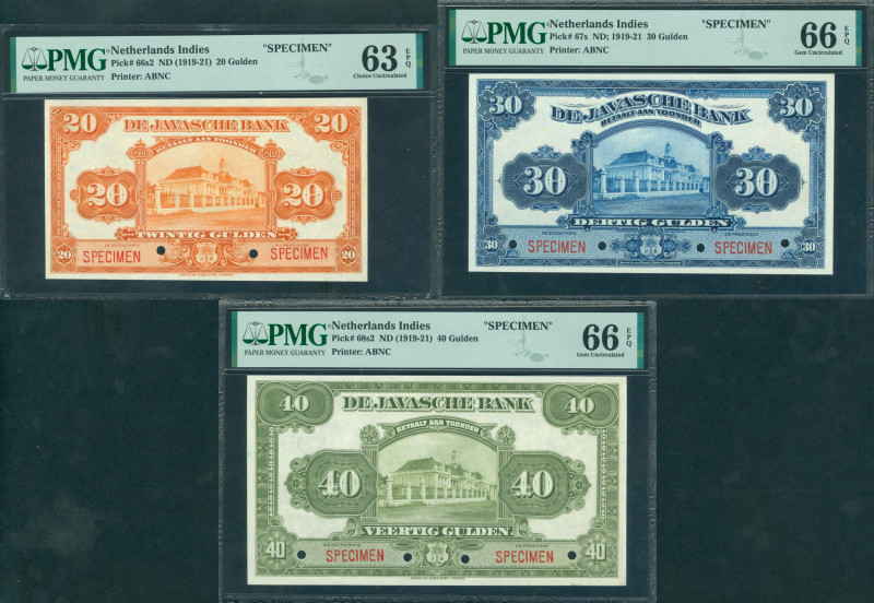 Dutch Indies - 20 Gulden, 30 Gulden en 40 Gulden ND (1919-21) Javaanse Bank SPEC...