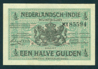 Dutch Indies - ½ Gulden 1920 Muntbiljet (P. 102 / Mev. 162b / H-123 / PLNI21.1a) - paper with fibres - VF+