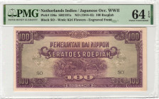 Dutch Indies - Jap. Occupation WW II - 100 Roepiah (1944-1945) Engraved Front (P. 126a / H-164 / ON 297 / PLNI27.1a) - Block SO - PMG Choice UNC 64 EP...