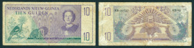 Nederlands Nieuw Guinea - 10 Gulden 8 december 1954 Juliana (P. 14a / Mev. 310) - back: paperdamage - F+