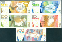 Aruba - 10, 25, 50, 100 + 500 Florin 1.12.2003 (P. 16a, 17a, 18a, 19a + 20) - UNC / Total 5 pcs.