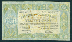 Suriname - 50 Cent 1.8.1920 Zilverbon (PLS9.1a1 - P. 101 / Van Elmpt S-9010) - Staal/Van de Stadt - serie Z No. 001977 - brown stains + paperdamage - ...