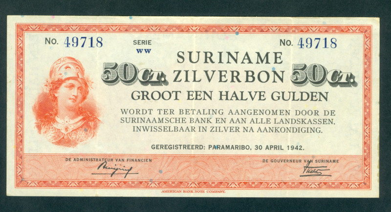 Suriname - 50 Cent 30.4.1942 (P. 104c / PLS12.1b) - VF+
