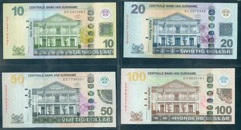 Suriname - Central Bank series; 10-20-50-100 dollar 2019 (P. unlisted / PLSD2.2d...