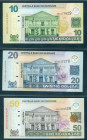 Suriname - Central Bank series; 10-20-50 dollar 2004 (P. 158-159-160 / PLSD2.2a2-2.3a2-2.4a2) total 3 pcs UNC
