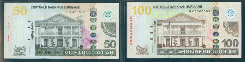 Suriname - Central Bank series; 50-100 dollar 1-9-2016 (P. 165-166 / PLSD2.4d-2....