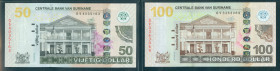 Suriname - Central Bank series; 50-100 dollar 1-9-2016 (P. 165-166 / PLSD2.4d-2.5d) 2 pcs UNC