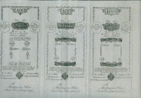 Austria - Wiener Stadt Banco - Complete sheet 'Formulare' printed banknotes: 5, 10, 25, 50, 100, 500, 1000 Gulden 1.8.1796 (P. A22s-A28s) - printed on...