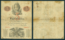 Austria - 5 Gulden 1.5.1859 Austria with imperial eagle (P. A88) - tape repair on back - VG