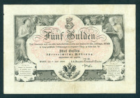 Austria - 5 Gulden 7.7.1866 (P. A151b) - red serial block - F/VF