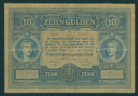Austria - 10 Gulden 1.5.1880 Women at left and right (P. 1) - old tape (repair) on back - F