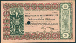 Austria - War State Loan Bank - 250 Kronen 26.9.1914 (P. 26) - Serie A 3993 - punch hole cancellation - XF