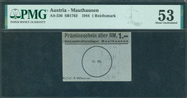 Austria - Mauthausen concentration camp WW II - Prämienschein 1 Reichsmark 1944 (AS-236 / SB1762) - previously mounted noted on back - PMG a.UNC 53
