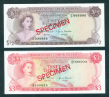 Bahamas - ½ + 1 Dollar L. 1968 SPECIMEN (P. 26s, 28s) - UNC / total 2 pieces