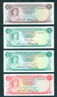 Bahamas - ½ + 1 + 3 Dollars L. 1968 + 1 Dollar L. 1974 (P. 26a, 27a, 28a, 35b) - UNC / total 4 pieces
