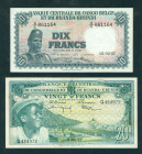 Belgian Congo - 10 & 20 Francs 1957 (P. 30b, 31) - pressed - XF