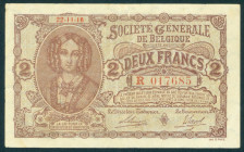 Belgium - 2 Francs 22.11.1916 Queen Louise-Marie (P. 87 / Ros. 434) - VF+