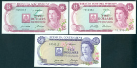 Bermuda - 5 & 10 Dollars 1970, 5 Dollars 1978 (P. 24a, 25a, 29a) - UNC
