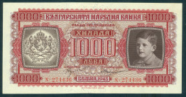 Bulgaria - 1000 Leva 1943 King Simeon II (P. 67) - a.UNC/UNC