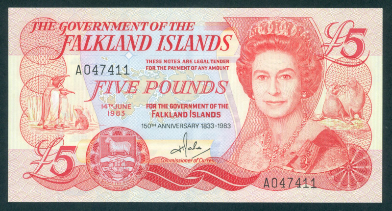 Falkland Islands - 5 Pounds 1983 - 150th anniversary 1833-1983 - (P. 12a) - UNC