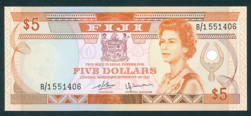 Fiji - Central Monetary Authority - 5 Dollars ND (1980) Queen Elizabeth II (P. 7...