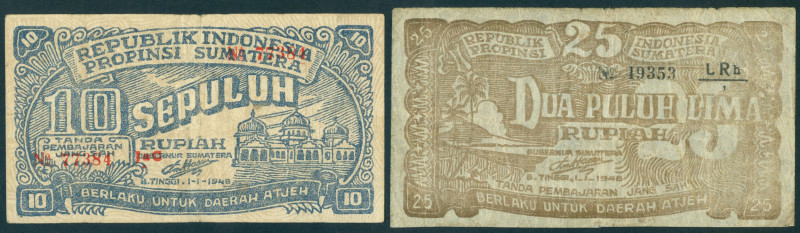 Indonesia - East Sumatra - Atjeh - 10 + 25 Rupiah 1.1.1948 (P. S231-232c / H-551...