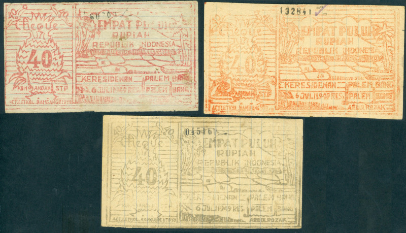 Indonesia - Palembang - 40 Rupiah 6.7.1949 (P. S338a, 338c+d / H-757) - red + or...