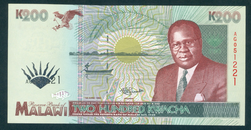 Malawi - 200 Kwacha 1.6.1995 Pres. Muluzi / Elephants (P. 35) - UNC