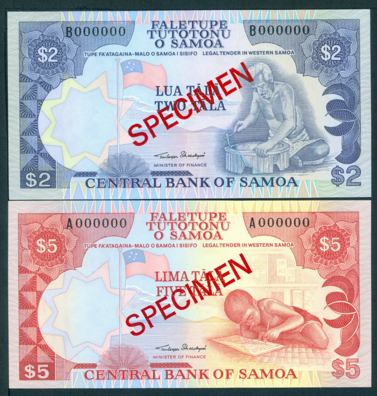 Samoa - 2, 5, 10 + 20 Tala ND (1985) SPECIMEN (P. 25s-28s) - UNC / Total 4 pcs.