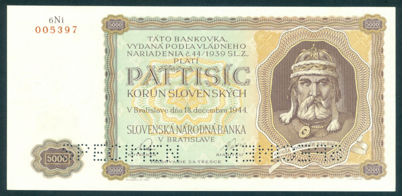 Slovakia - 5000 Korun 18.12.1944 - Specimen (P. 14s) - a.UNC