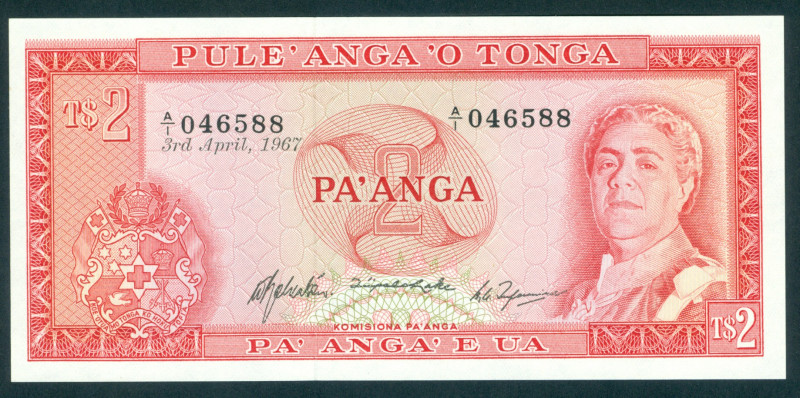 Tonga - 2 Pa'anga 3.4.1967 Queen Salote III at right (P. 15a) - UNC